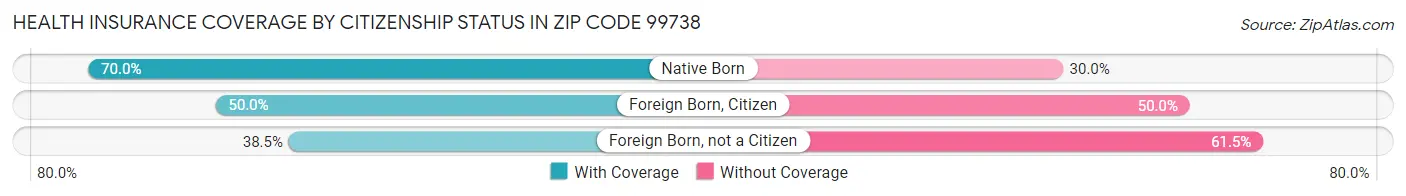 Health Insurance Coverage by Citizenship Status in Zip Code 99738