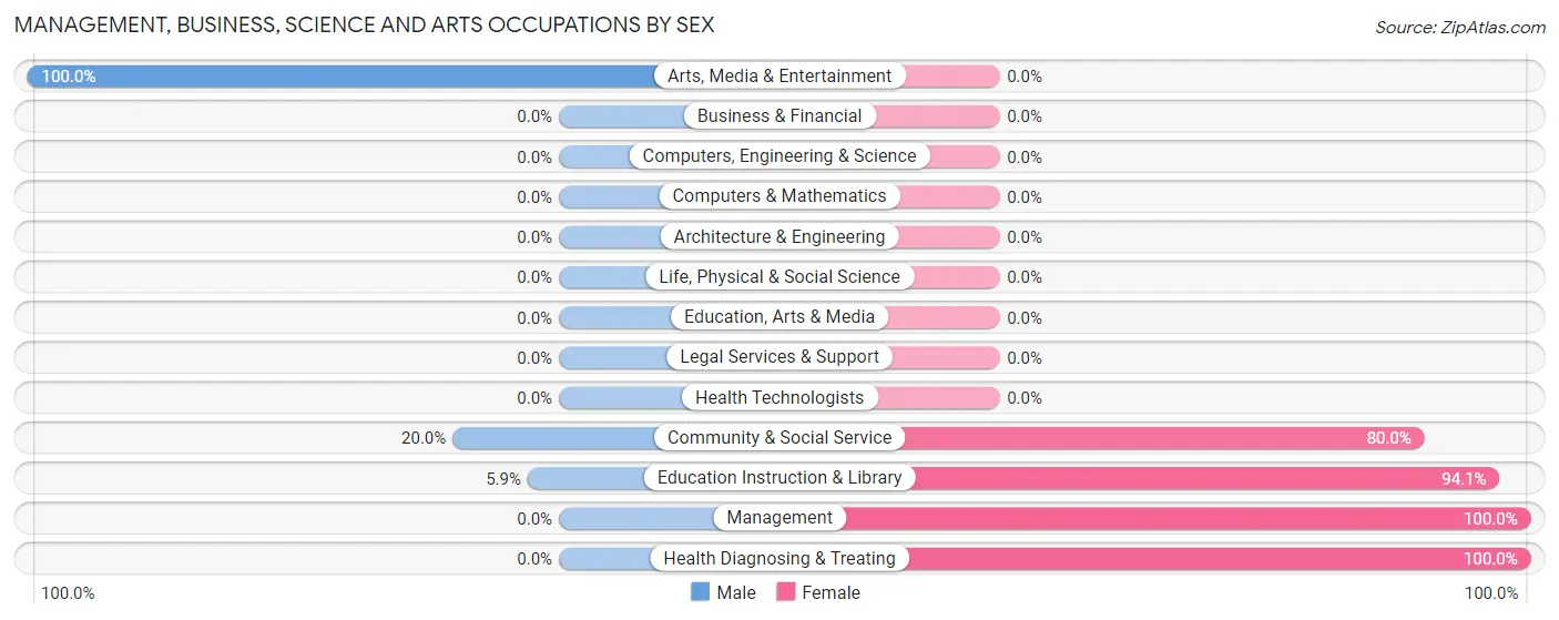Management, Business, Science and Arts Occupations by Sex in Zip Code 99739