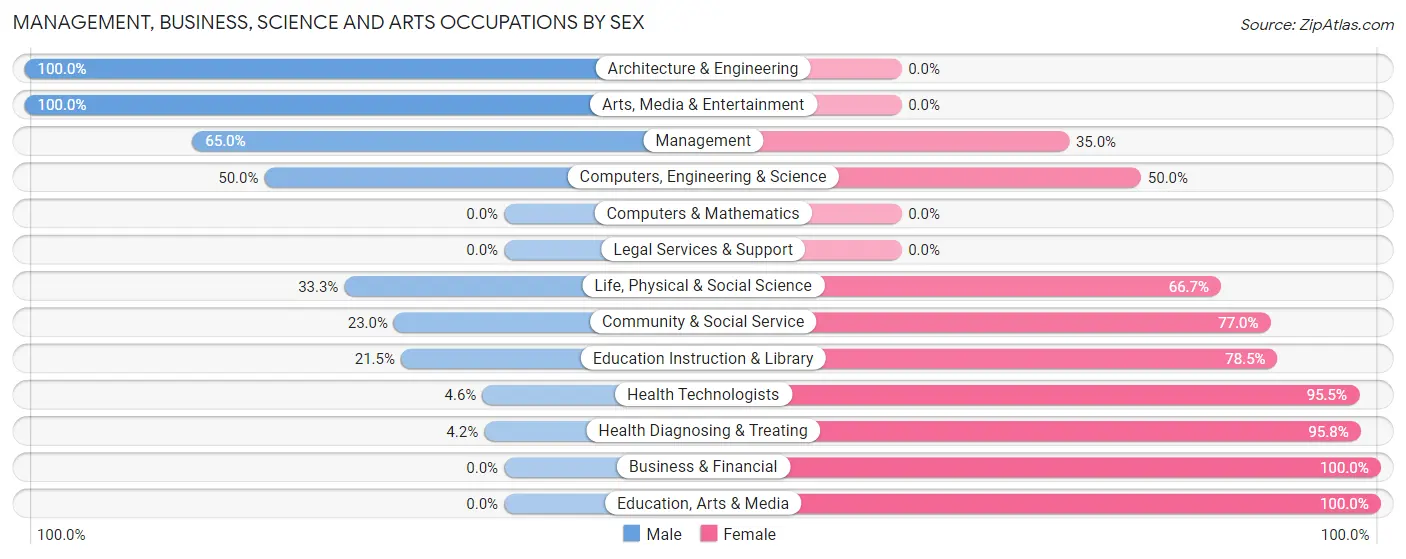 Management, Business, Science and Arts Occupations by Sex in Zip Code 99741