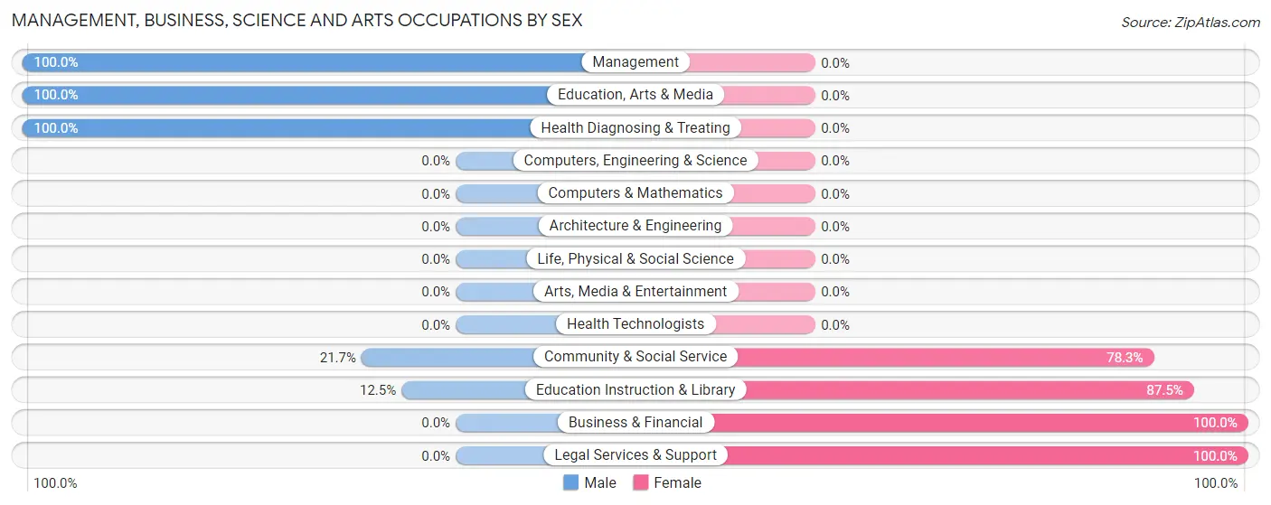 Management, Business, Science and Arts Occupations by Sex in Zip Code 99749