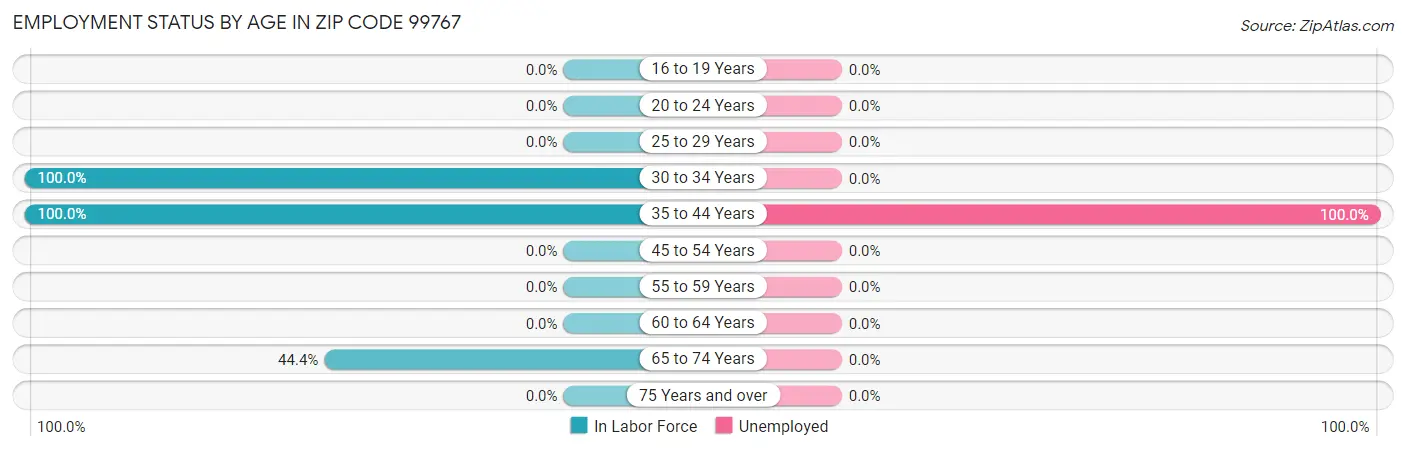 Employment Status by Age in Zip Code 99767