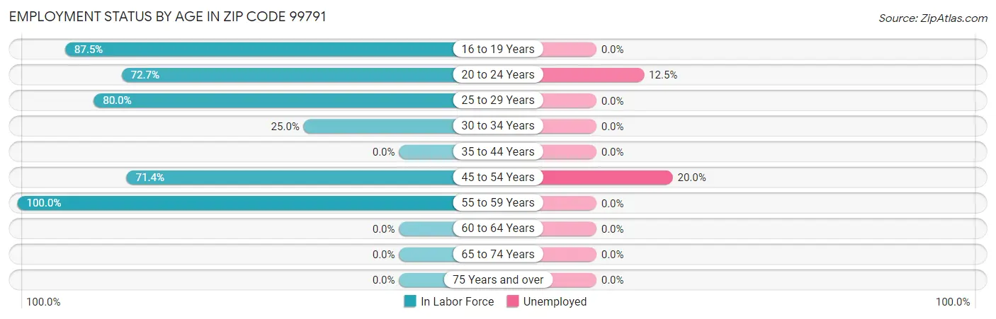 Employment Status by Age in Zip Code 99791