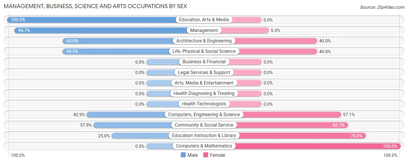 Management, Business, Science and Arts Occupations by Sex in Zip Code 99919