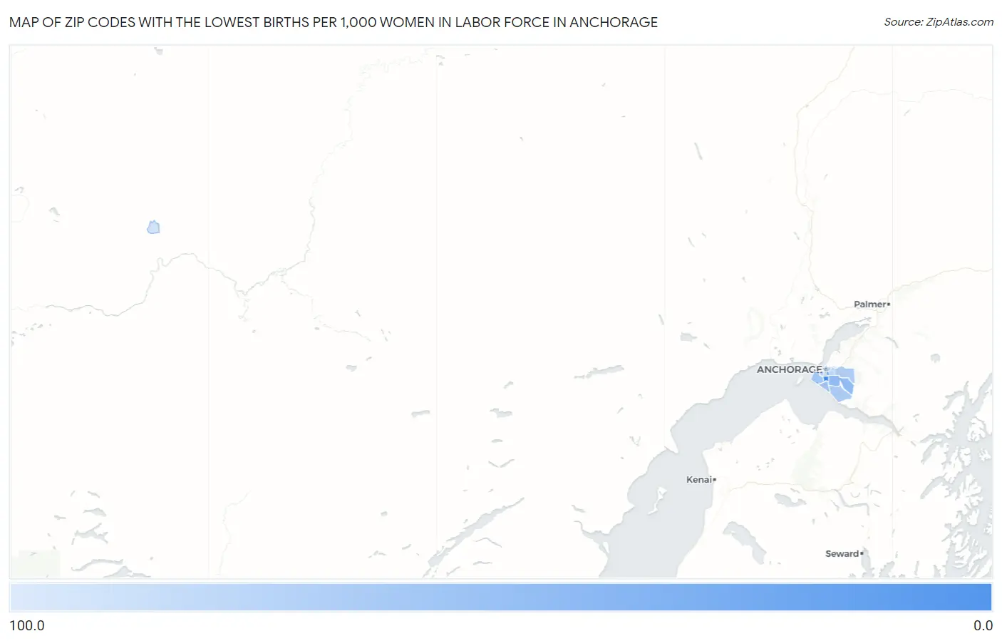 Zip Codes with the Lowest Births per 1,000 Women in Labor Force in Anchorage Map