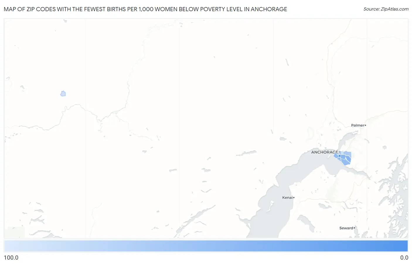 Zip Codes with the Fewest Births per 1,000 Women Below Poverty Level in Anchorage Map