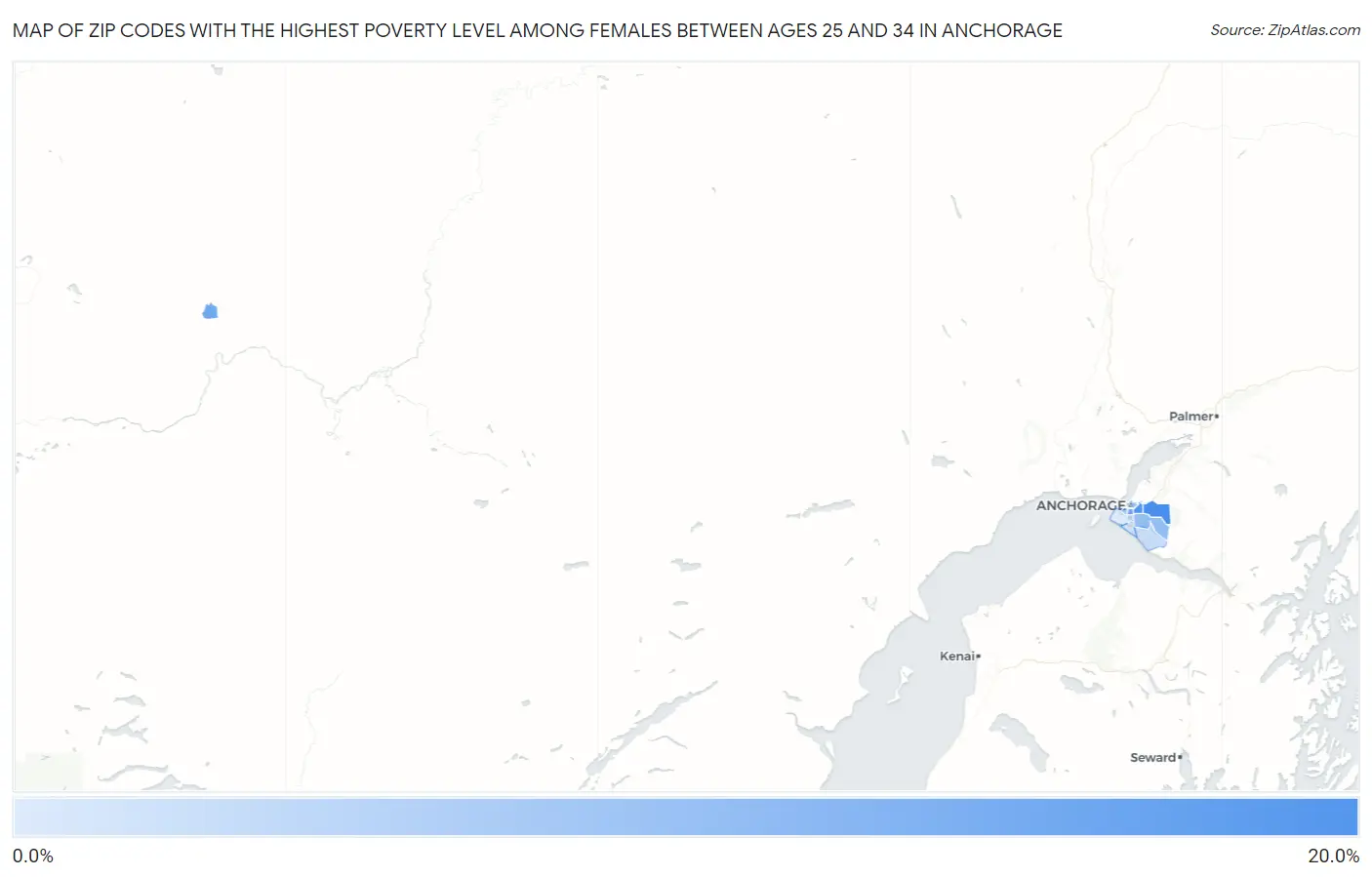 Zip Codes with the Highest Poverty Level Among Females Between Ages 25 and 34 in Anchorage Map