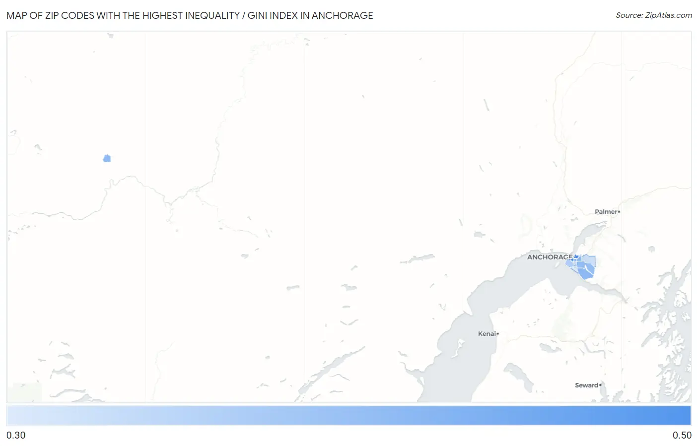 Zip Codes with the Highest Inequality / Gini Index in Anchorage Map