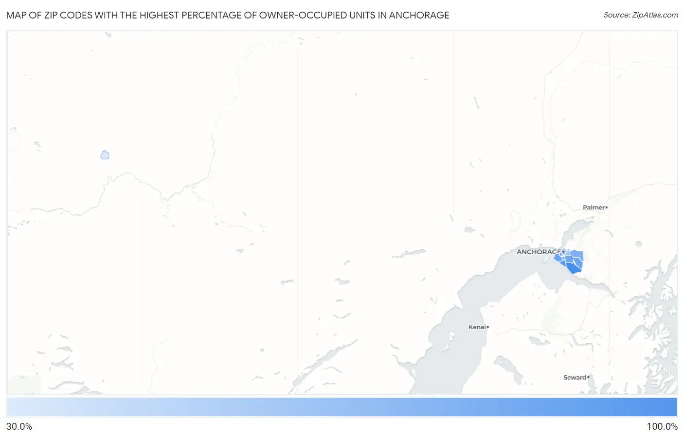 Zip Codes with the Highest Percentage of Owner-Occupied Units in Anchorage Map