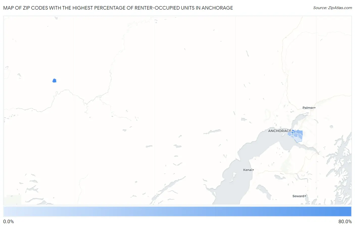 Zip Codes with the Highest Percentage of Renter-Occupied Units in Anchorage Map