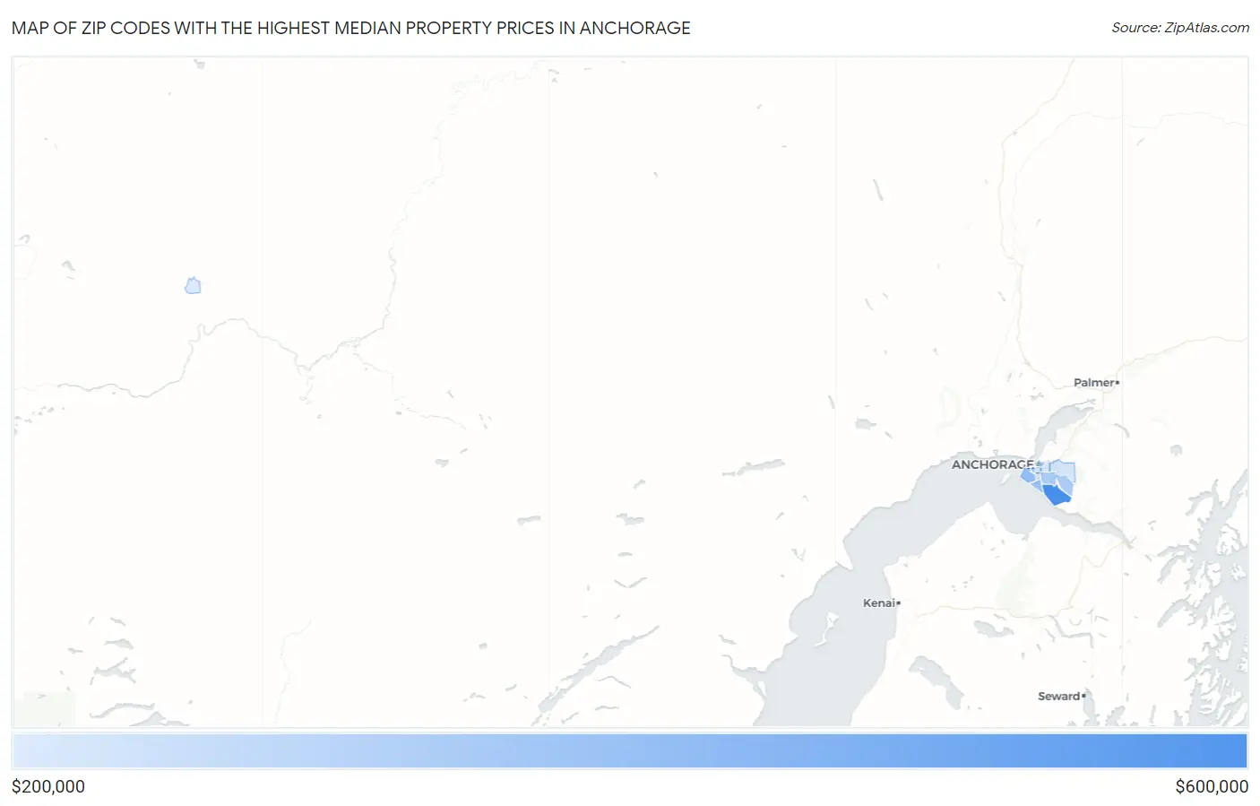 Zip Codes with the Highest Median Property Prices in Anchorage Map
