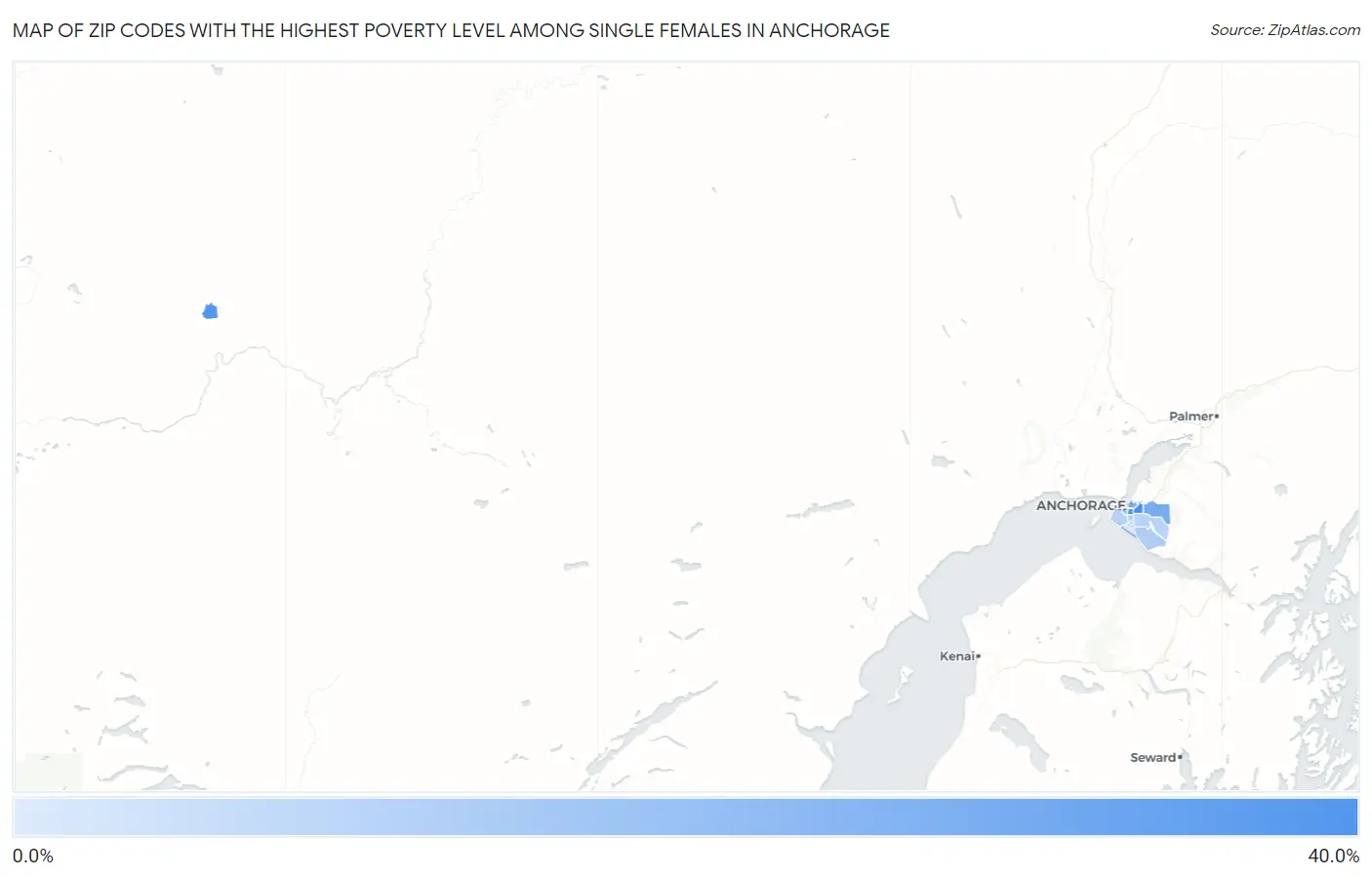 Zip Codes with the Highest Poverty Level Among Single Females in Anchorage Map