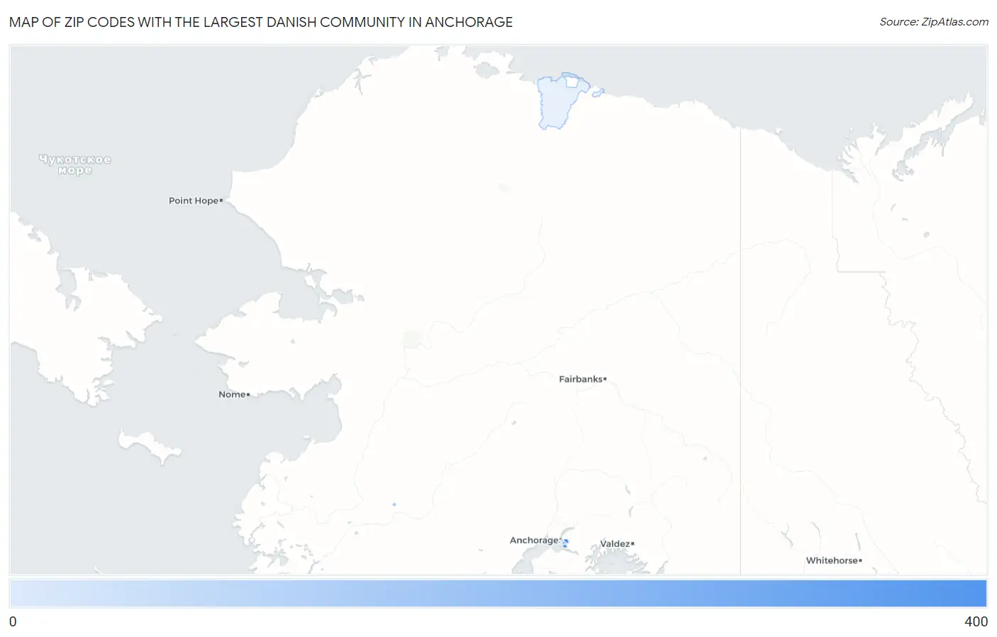 Zip Codes with the Largest Danish Community in Anchorage Map