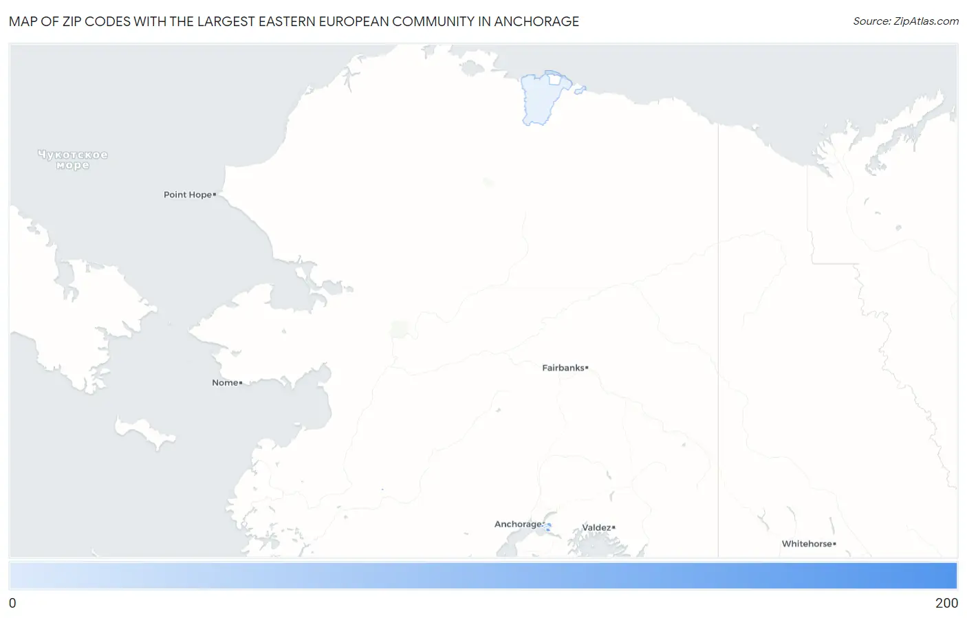 Zip Codes with the Largest Eastern European Community in Anchorage Map