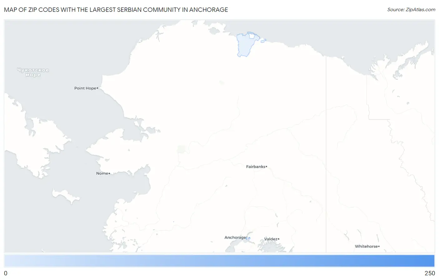 Zip Codes with the Largest Serbian Community in Anchorage Map