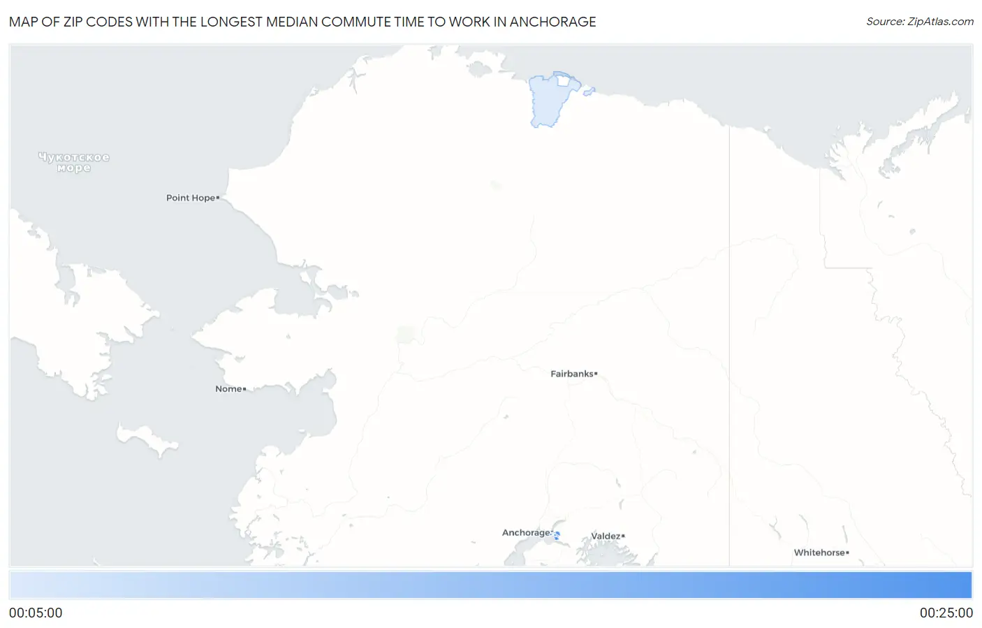 Zip Codes with the Longest Median Commute Time to Work in Anchorage Map