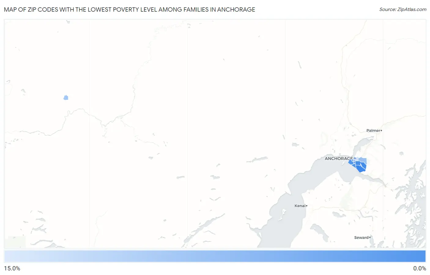 Zip Codes with the Lowest Poverty Level Among Families in Anchorage Map