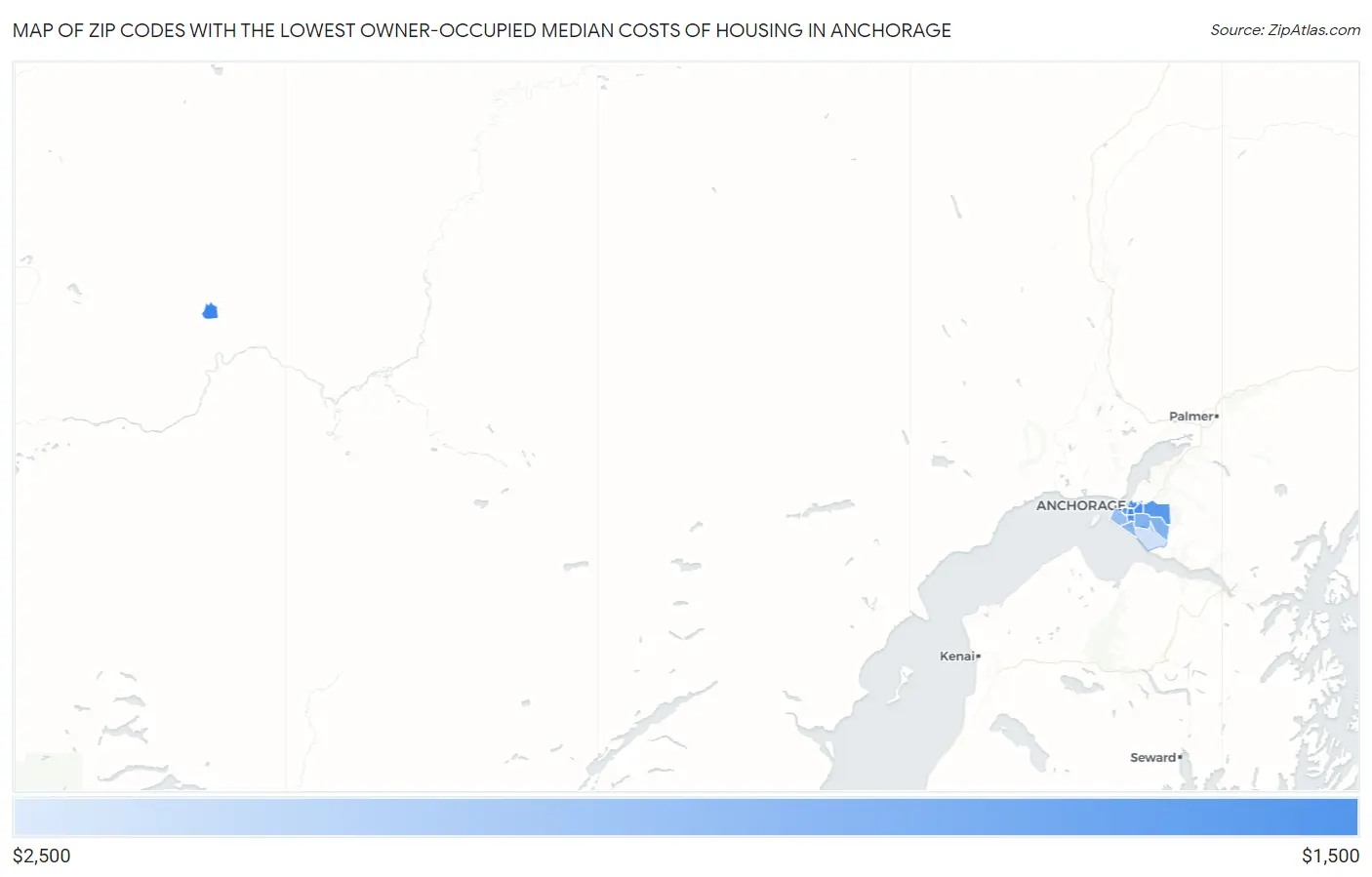 Zip Codes with the Lowest Owner-Occupied Median Costs of Housing in Anchorage Map