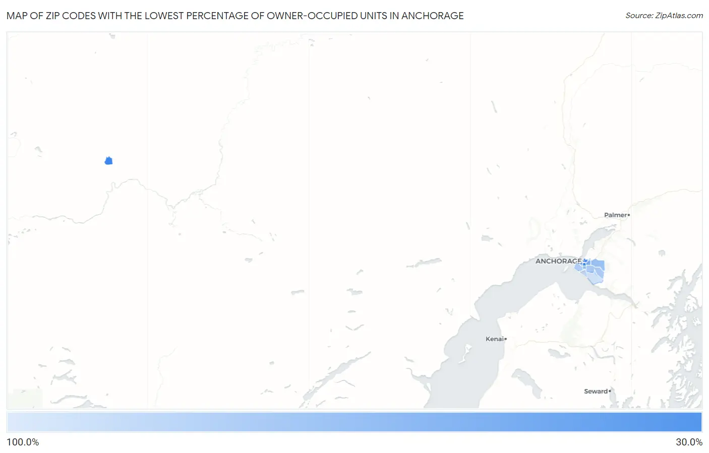 Zip Codes with the Lowest Percentage of Owner-Occupied Units in Anchorage Map