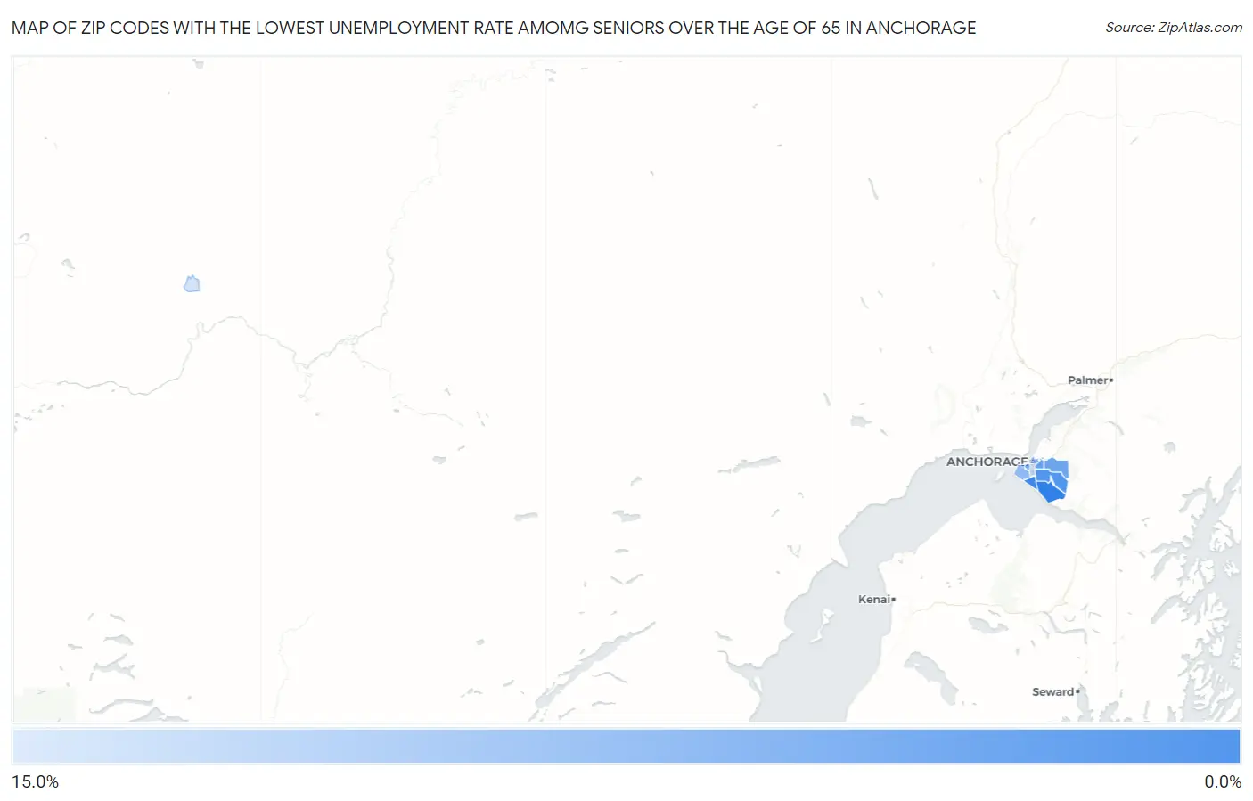 Zip Codes with the Lowest Unemployment Rate Amomg Seniors Over the Age of 65 in Anchorage Map