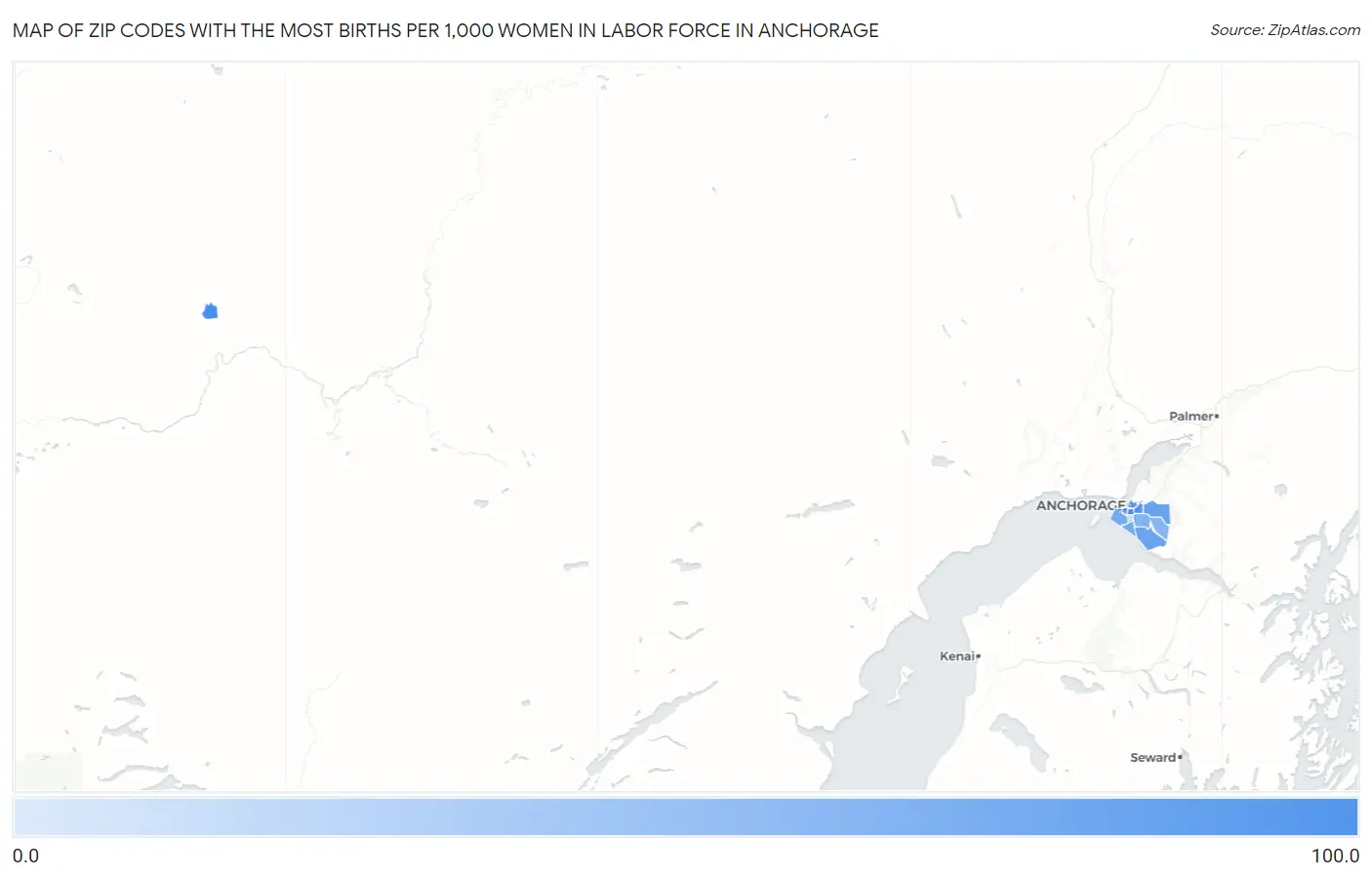 Zip Codes with the Most Births per 1,000 Women in Labor Force in Anchorage Map