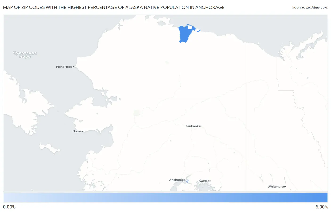 Zip Codes with the Highest Percentage of Alaska Native Population in Anchorage Map