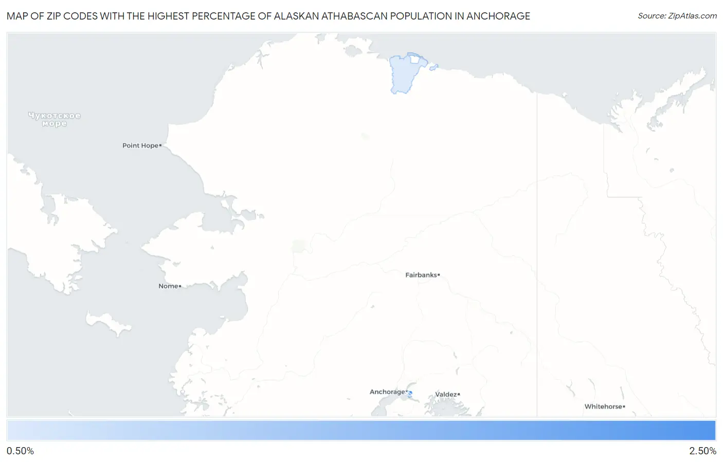 Zip Codes with the Highest Percentage of Alaskan Athabascan Population in Anchorage Map