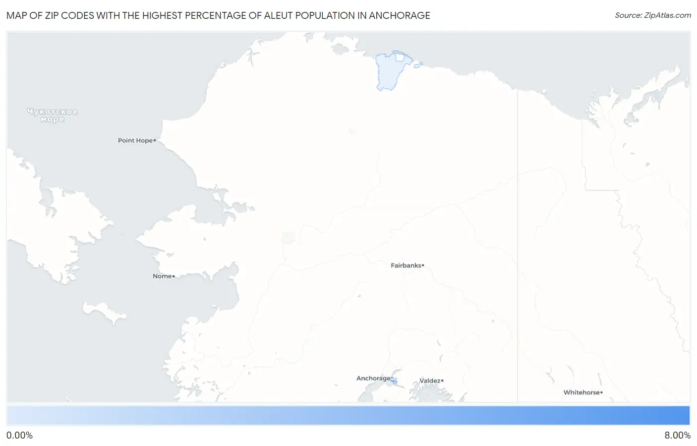 Zip Codes with the Highest Percentage of Aleut Population in Anchorage Map