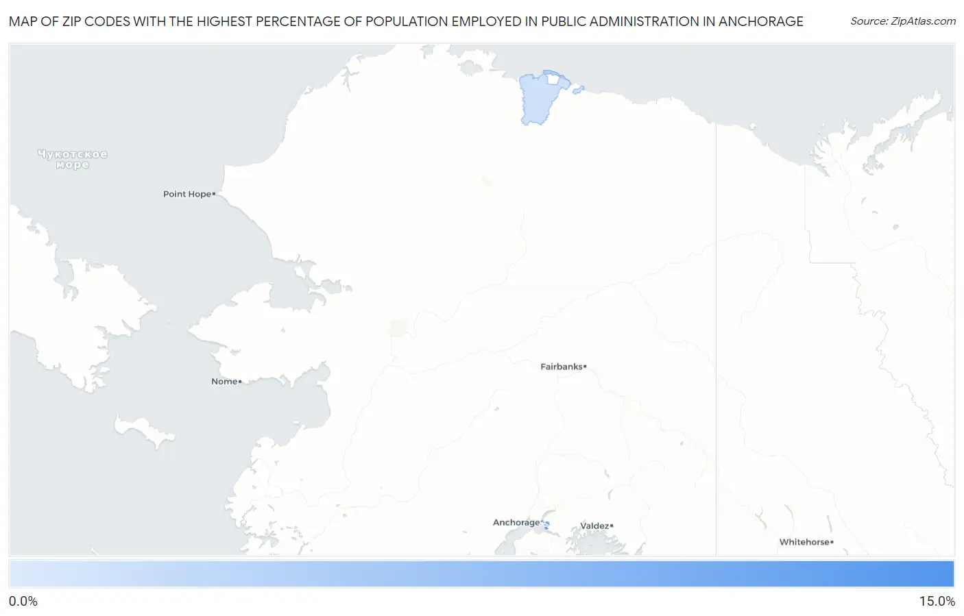 Zip Codes with the Highest Percentage of Population Employed in Public Administration in Anchorage Map