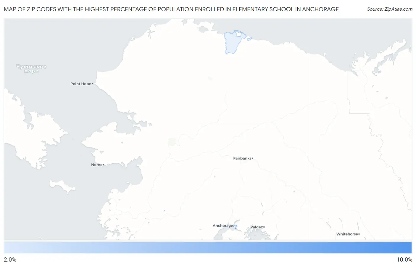 Zip Codes with the Highest Percentage of Population Enrolled in Elementary School in Anchorage Map