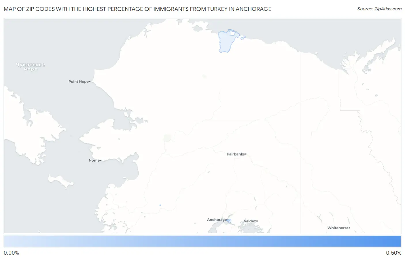 Zip Codes with the Highest Percentage of Immigrants from Turkey in Anchorage Map