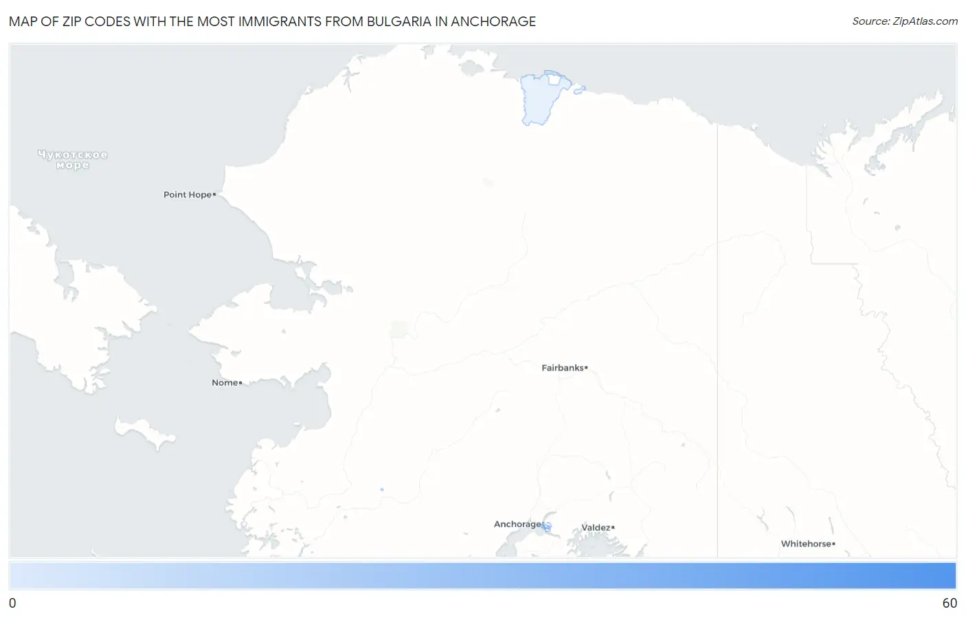 Zip Codes with the Most Immigrants from Bulgaria in Anchorage Map