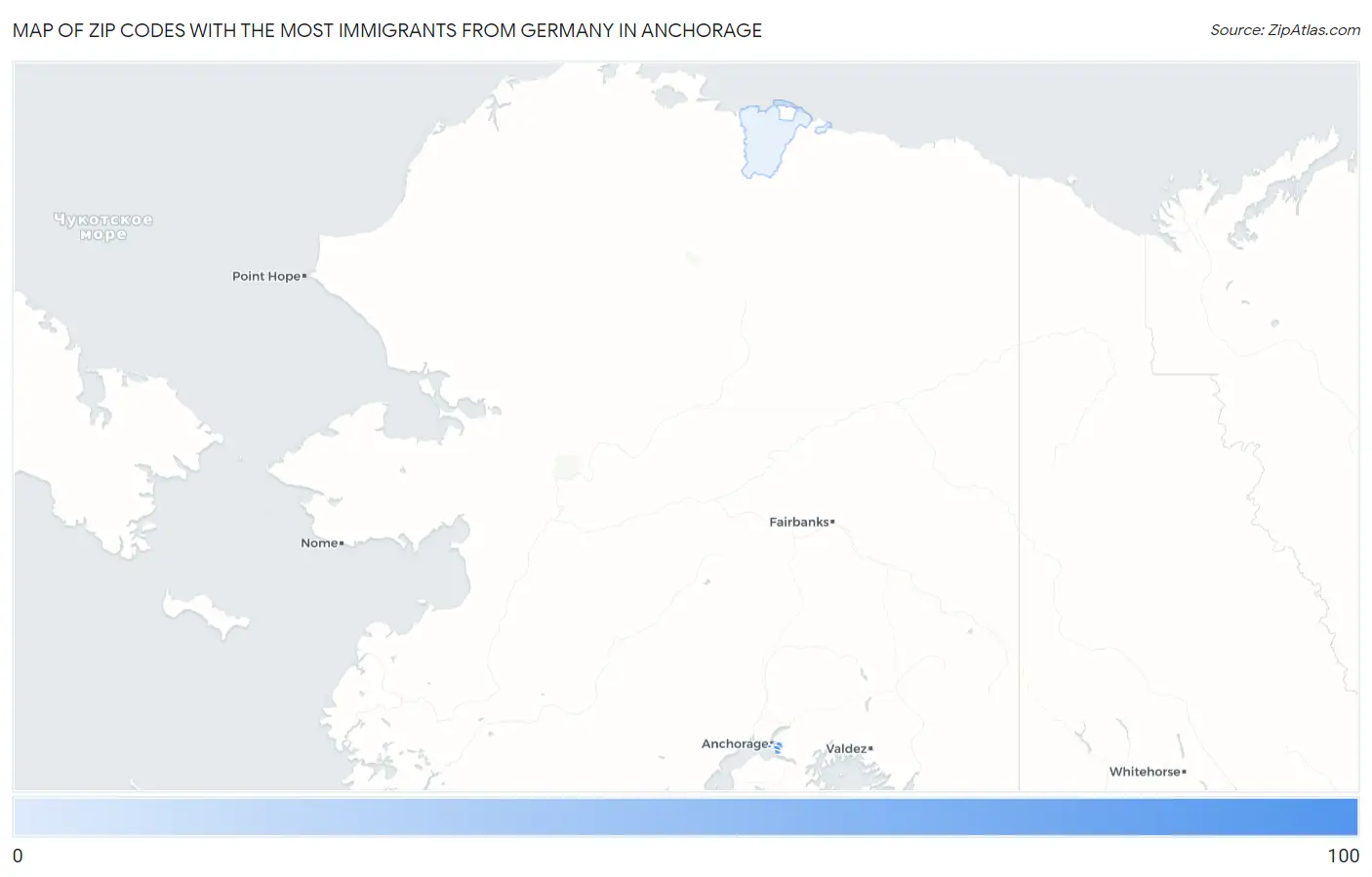 Zip Codes with the Most Immigrants from Germany in Anchorage Map