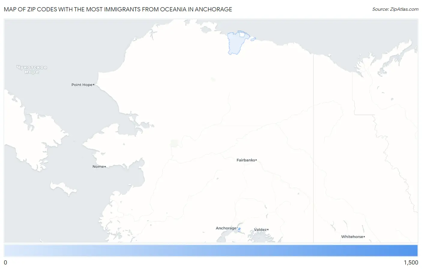 Zip Codes with the Most Immigrants from Oceania in Anchorage Map