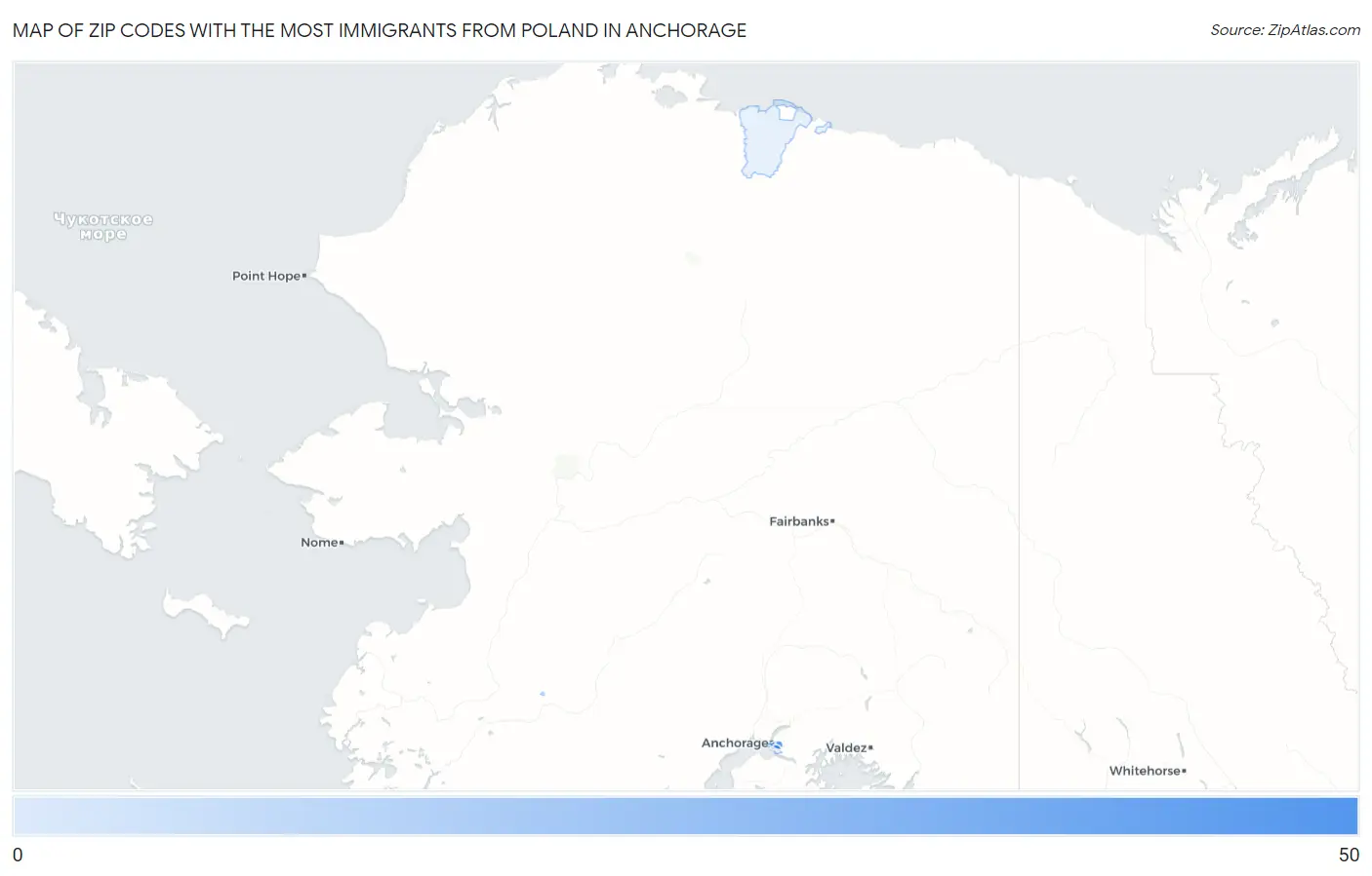 Zip Codes with the Most Immigrants from Poland in Anchorage Map