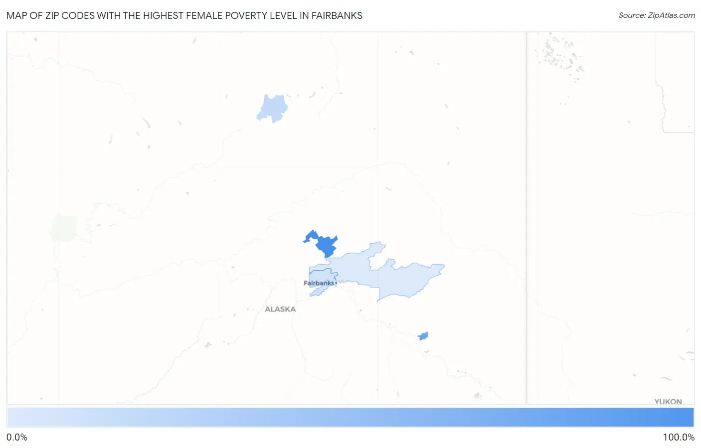 Zip Codes with the Highest Female Poverty Level in Fairbanks Map