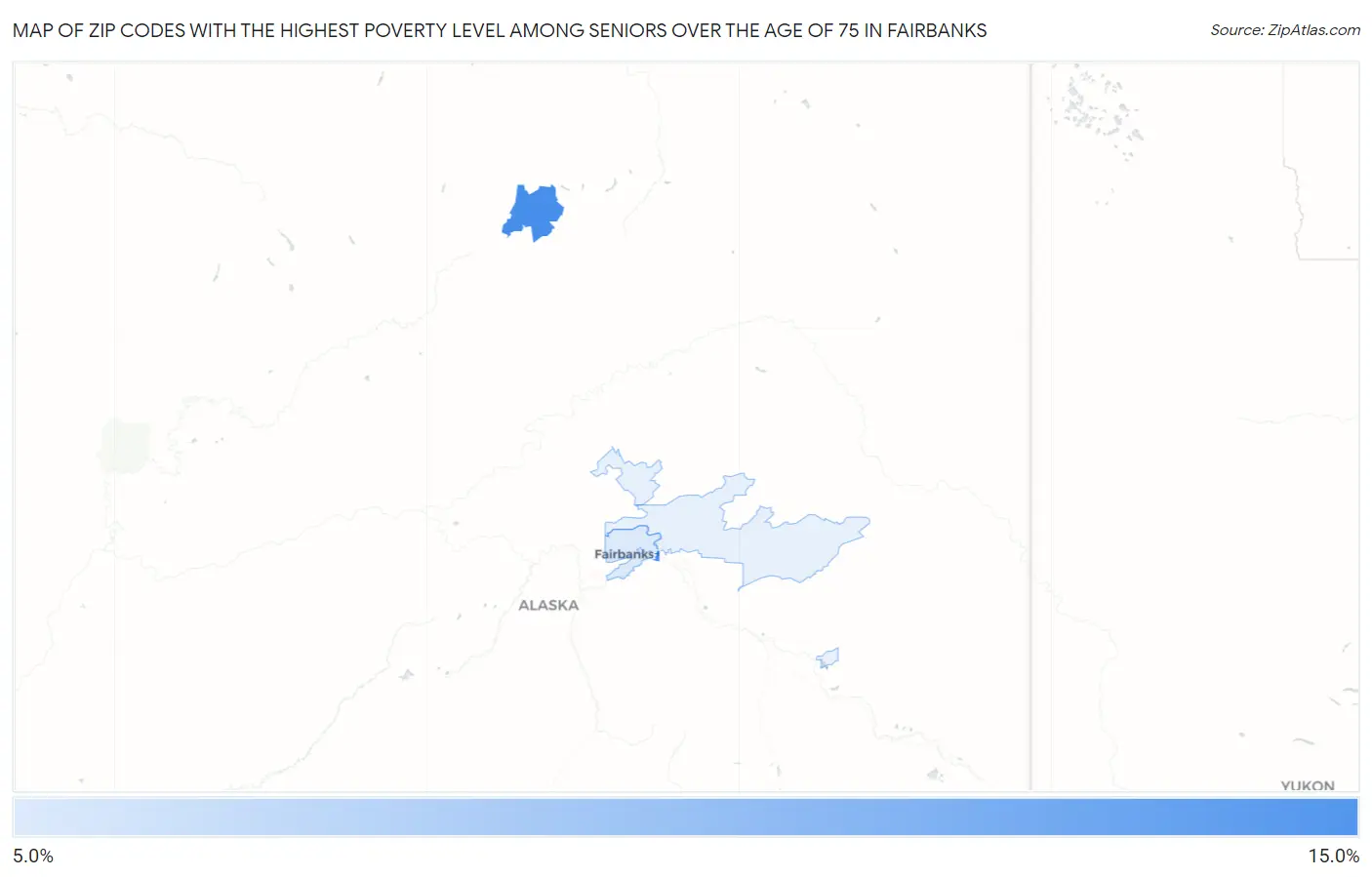 Zip Codes with the Highest Poverty Level Among Seniors Over the Age of 75 in Fairbanks Map