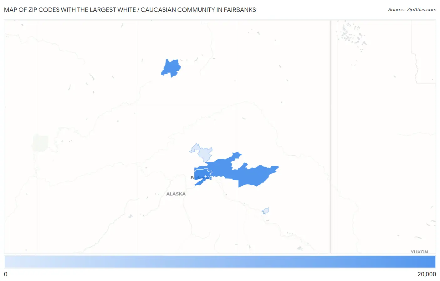 Zip Codes with the Largest White / Caucasian Community in Fairbanks Map