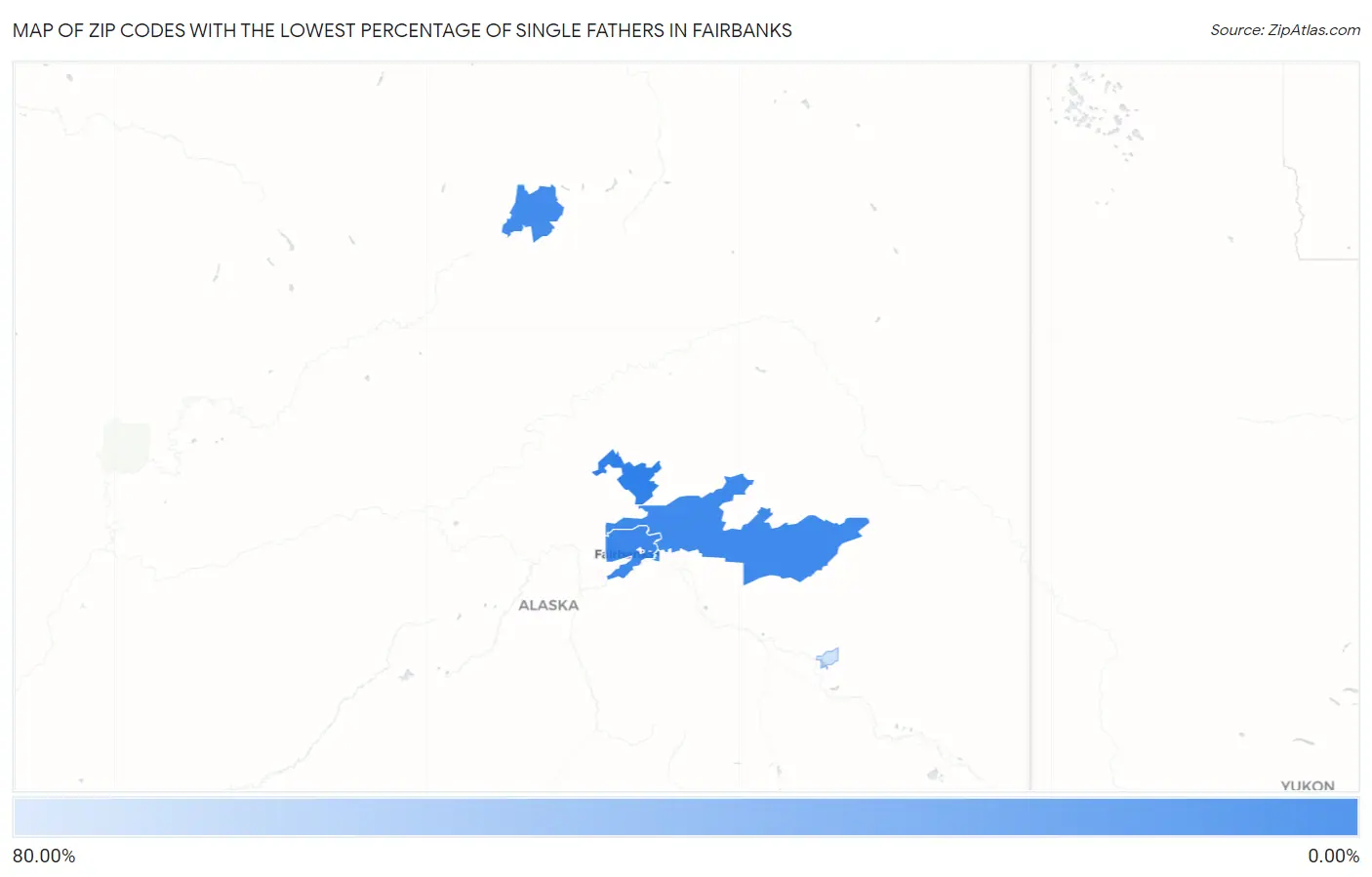 Zip Codes with the Lowest Percentage of Single Fathers in Fairbanks Map