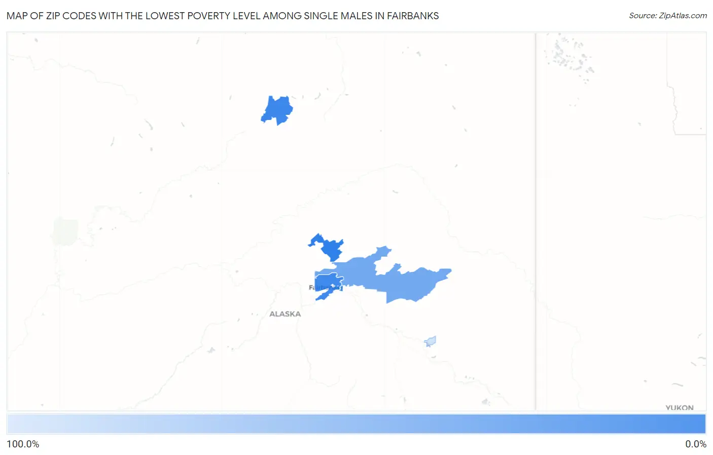 Zip Codes with the Lowest Poverty Level Among Single Males in Fairbanks Map