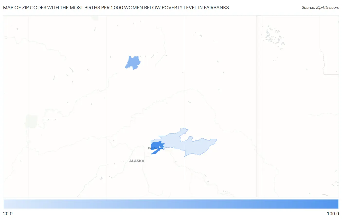 Zip Codes with the Most Births per 1,000 Women Below Poverty Level in Fairbanks Map