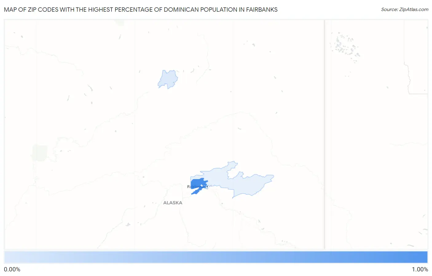 Zip Codes with the Highest Percentage of Dominican Population in Fairbanks Map