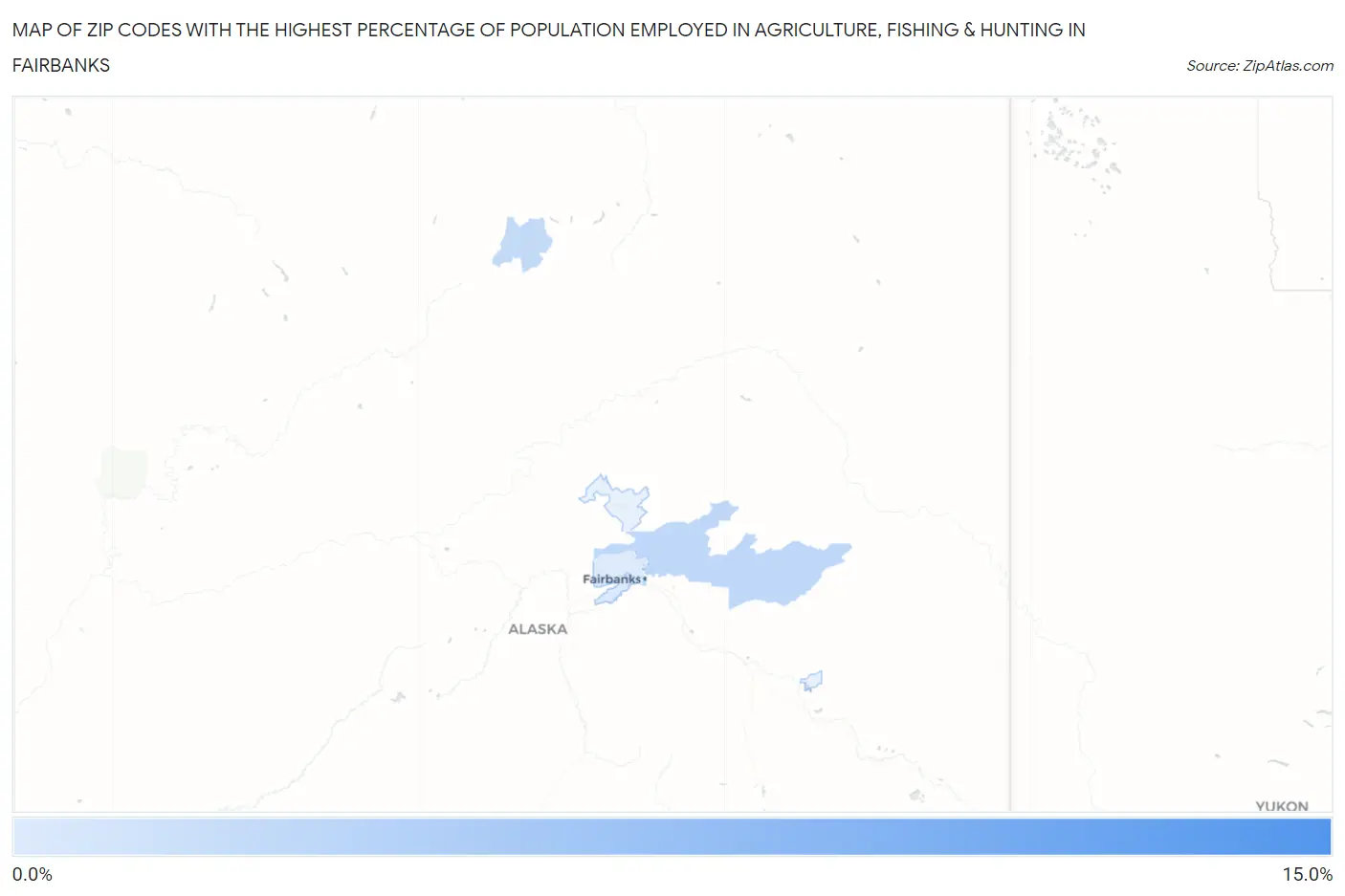 Zip Codes with the Highest Percentage of Population Employed in Agriculture, Fishing & Hunting in Fairbanks Map