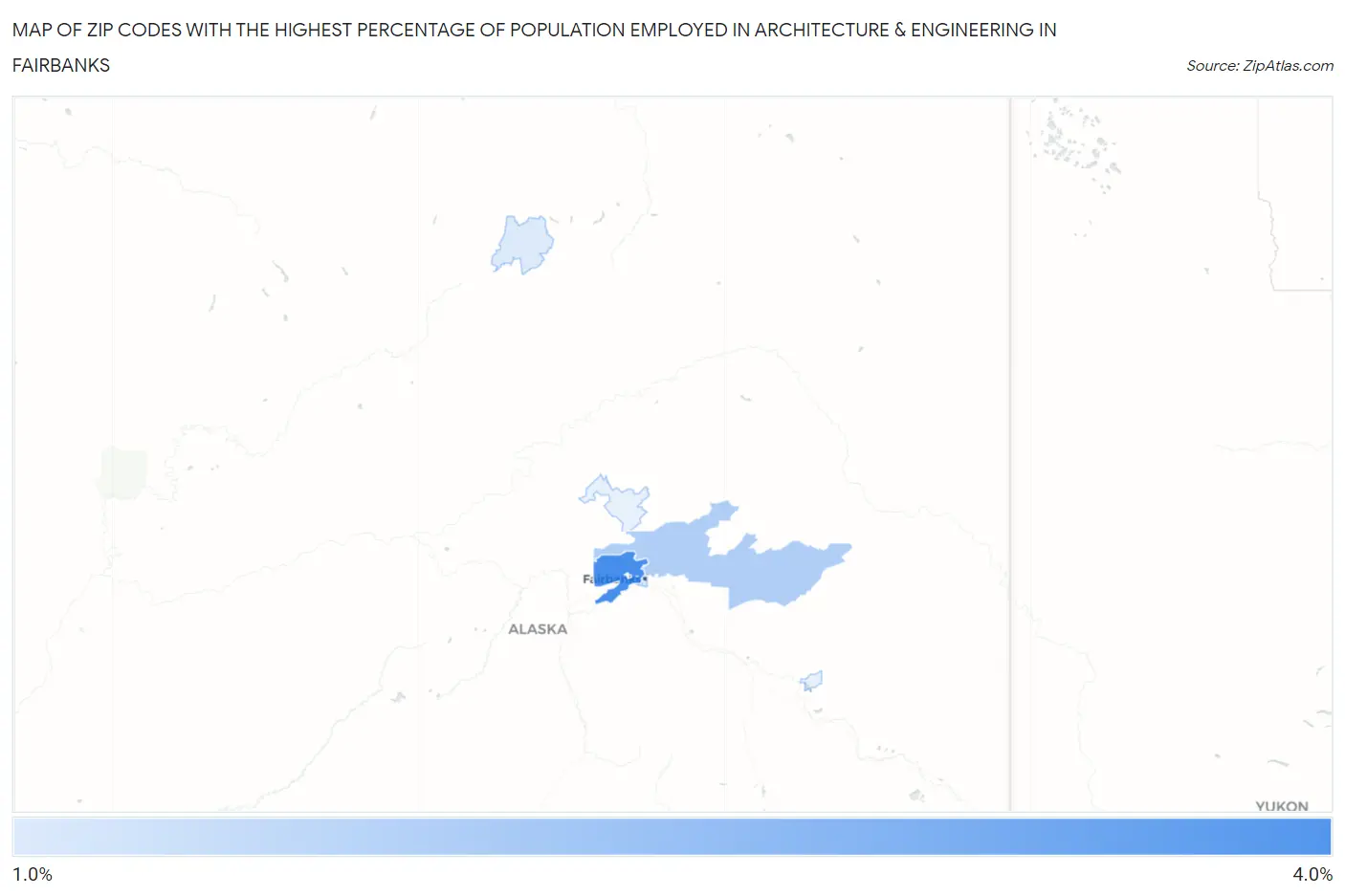 Zip Codes with the Highest Percentage of Population Employed in Architecture & Engineering in Fairbanks Map