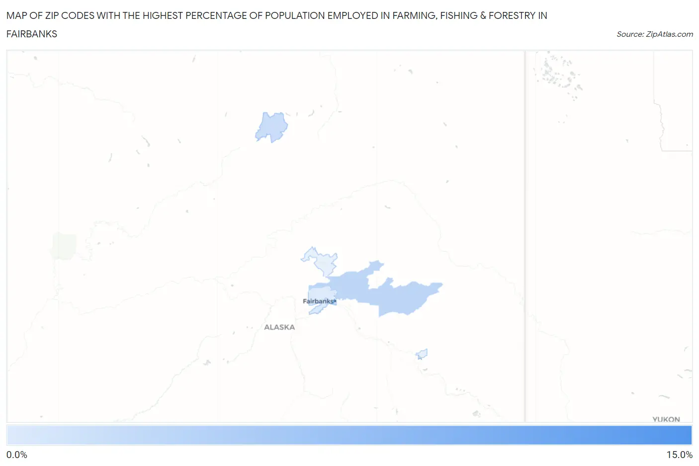 Zip Codes with the Highest Percentage of Population Employed in Farming, Fishing & Forestry in Fairbanks Map
