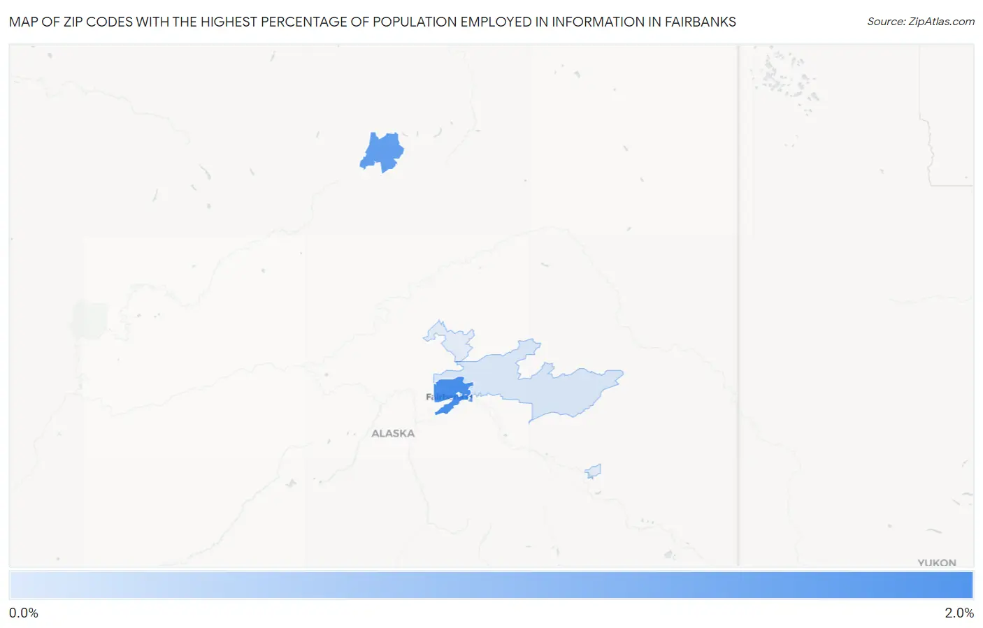 Zip Codes with the Highest Percentage of Population Employed in Information in Fairbanks Map