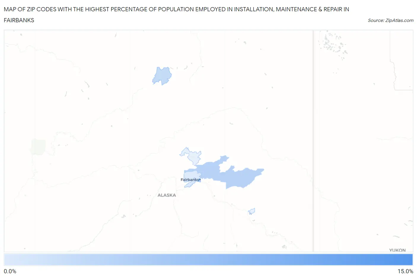Zip Codes with the Highest Percentage of Population Employed in Installation, Maintenance & Repair in Fairbanks Map