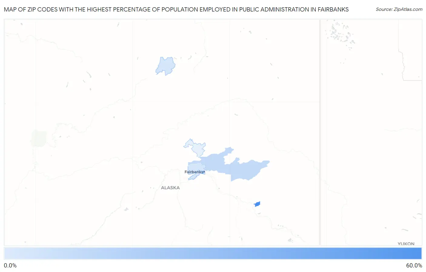 Zip Codes with the Highest Percentage of Population Employed in Public Administration in Fairbanks Map