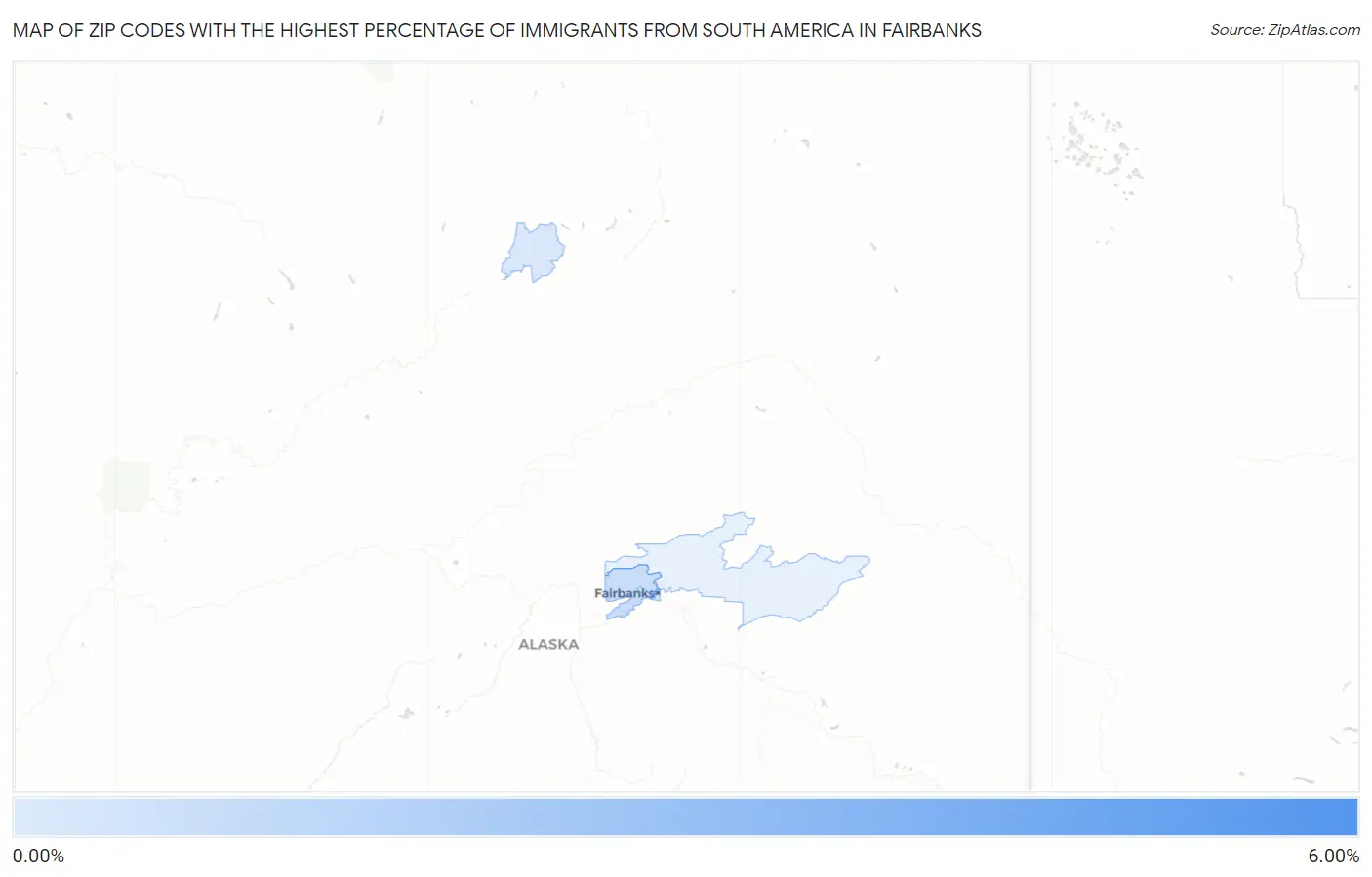 Zip Codes with the Highest Percentage of Immigrants from South America in Fairbanks Map