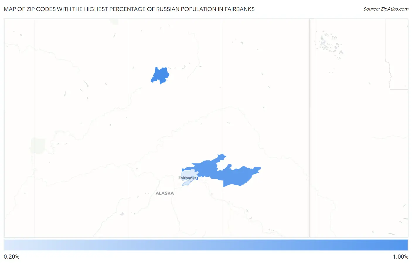 Zip Codes with the Highest Percentage of Russian Population in Fairbanks Map