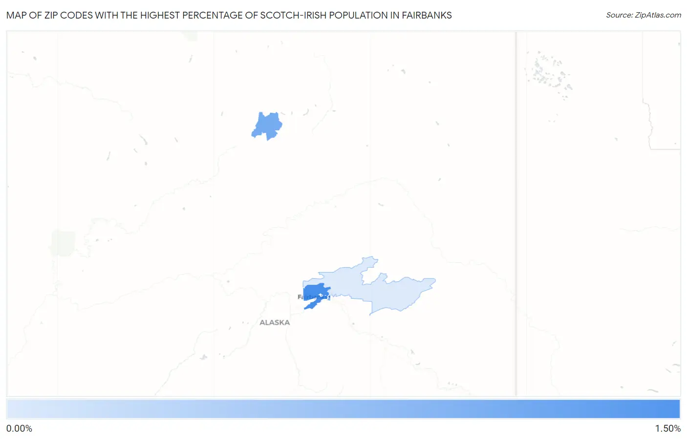 Zip Codes with the Highest Percentage of Scotch-Irish Population in Fairbanks Map